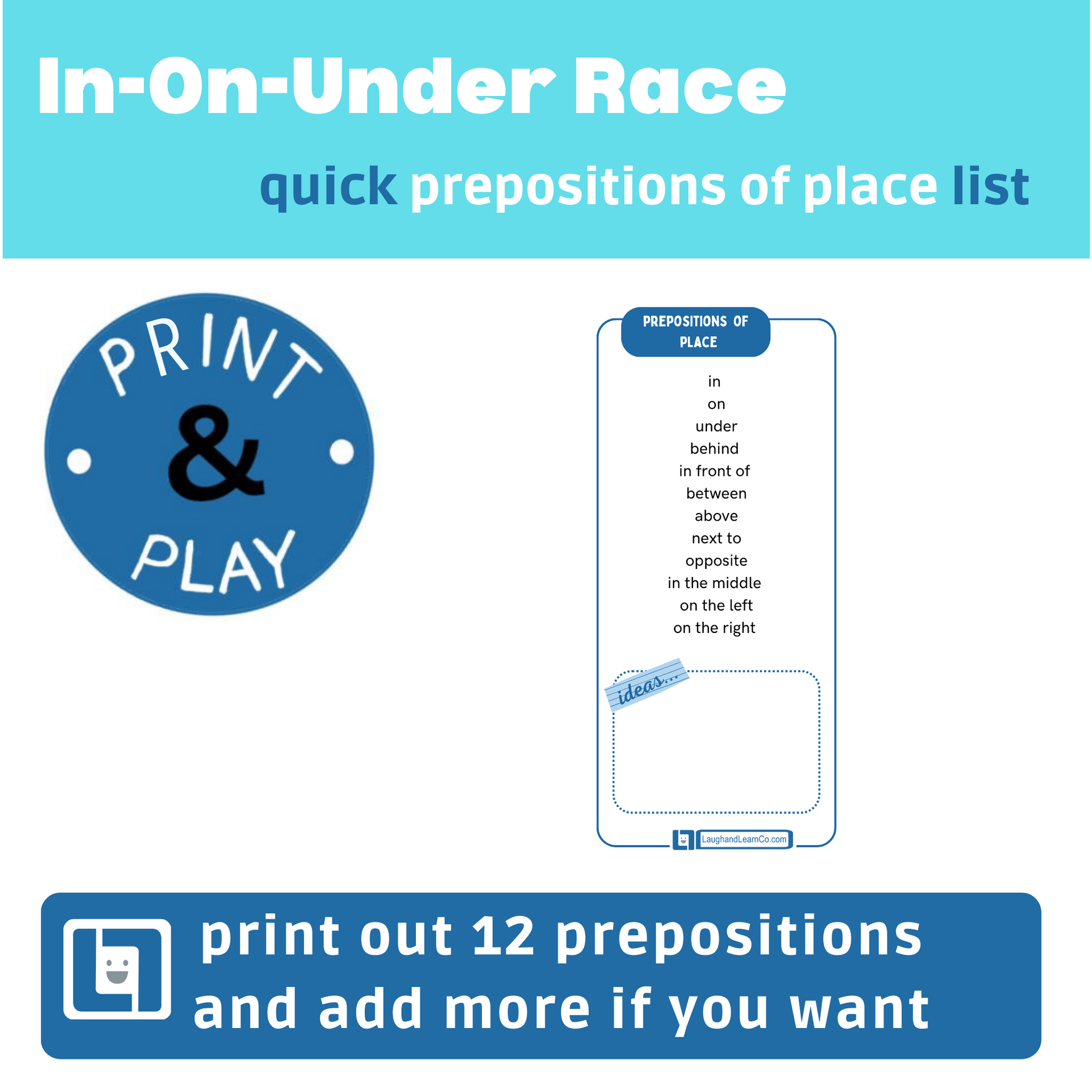 Online Resource for Teachers In-On-Under Race – Laugh Learn Co